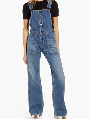Anthro Citizens Of Humanity Faye Overalls Comeback Wash Button-Front Wide Leg